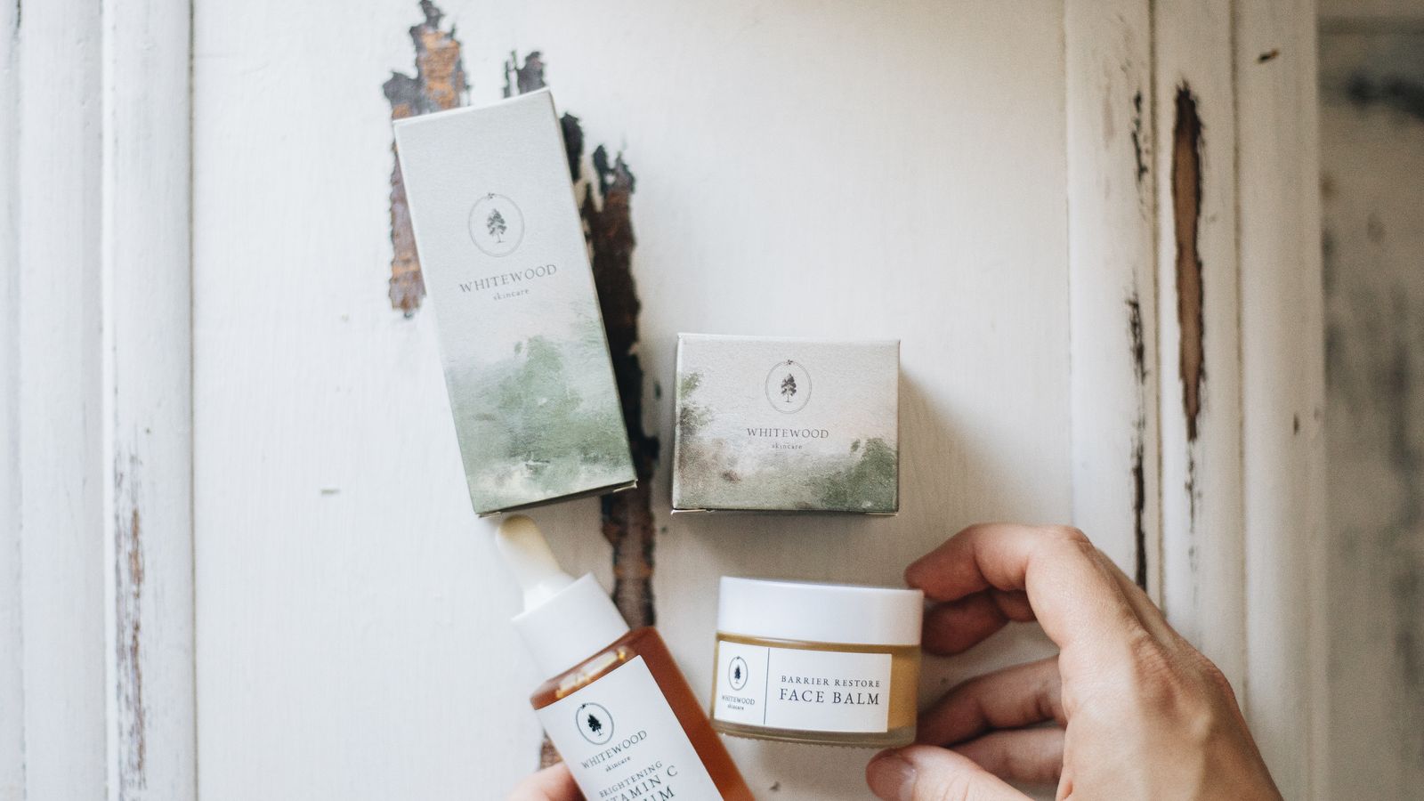 A morning skincare routine flat-lay